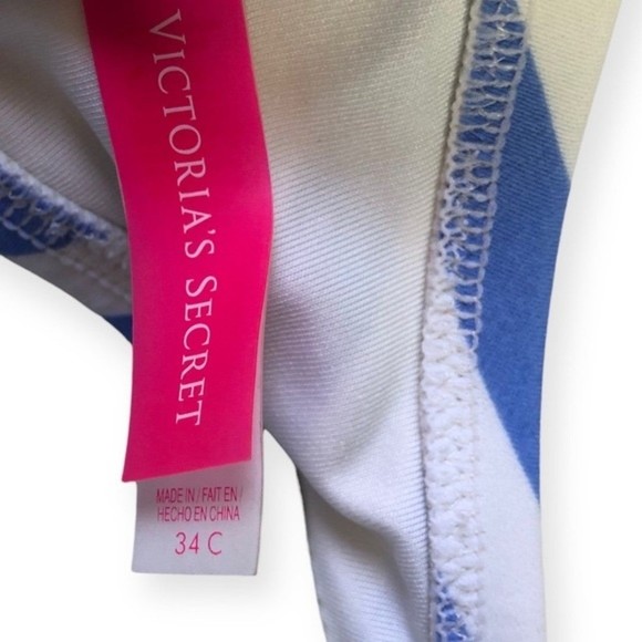 Victoria’s Secret Striped Padded Frilly Bandeau Bikini Top 34C - Picture 6 of 6